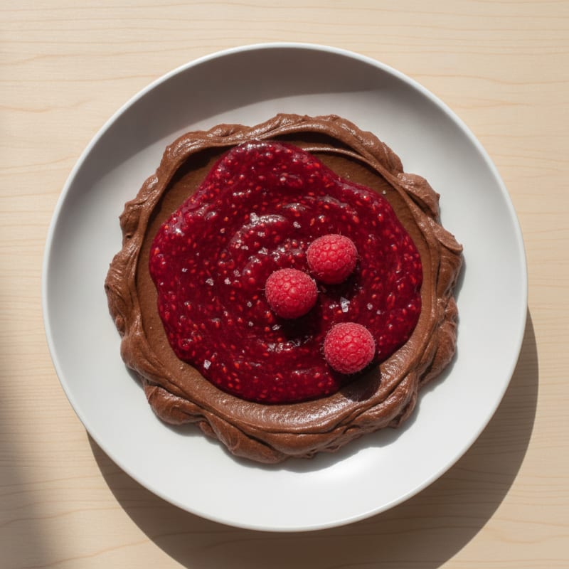 Chocolate Avocado Mousse with Raspberry Coulis