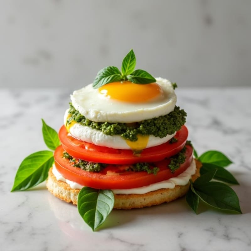 Fresh Basil Pesto Mozzarella Tomato Stack