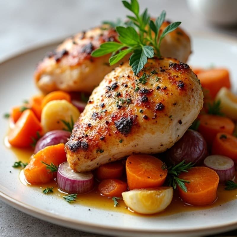 Crispy Herb-Roasted Chicken with Roasted Root Vegetables