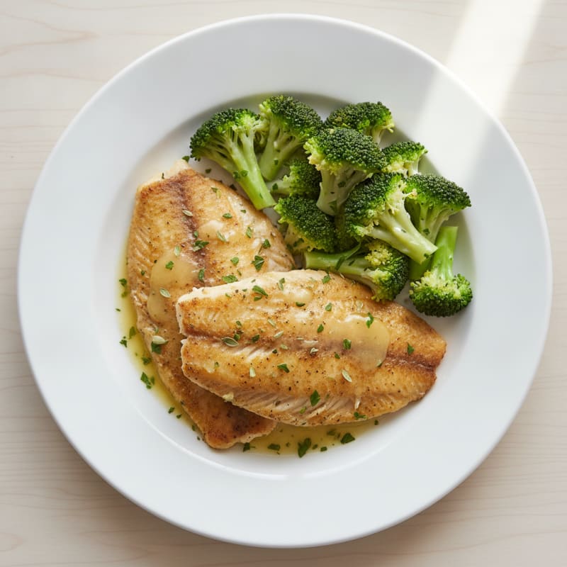Lemon Herb Tilapia with Steamed Broccoli