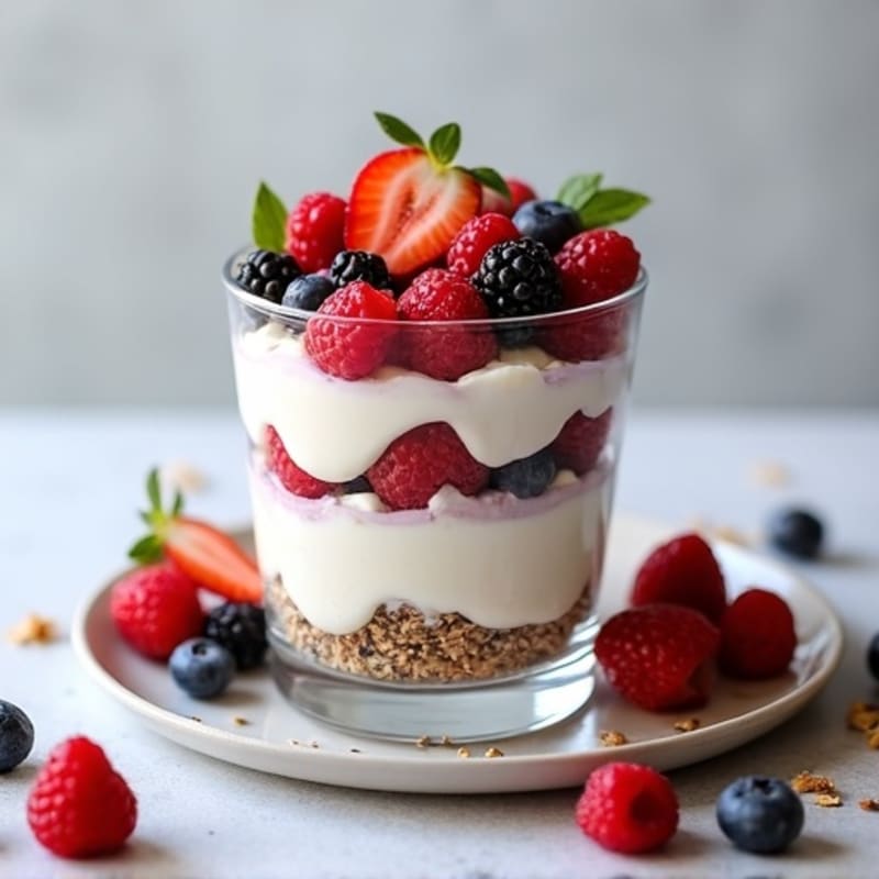 Greek Yogurt Protein Parfait with Mixed Berries