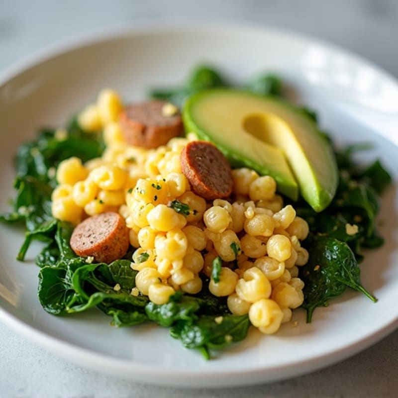 Egg White and Turkey Sausage Scramble with Spinach