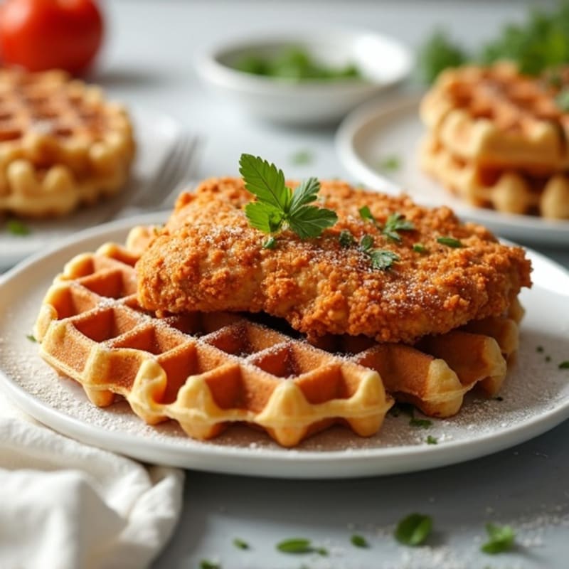 Crispy Baked Golden Chicken with Fluffy Whole Wheat Waffles