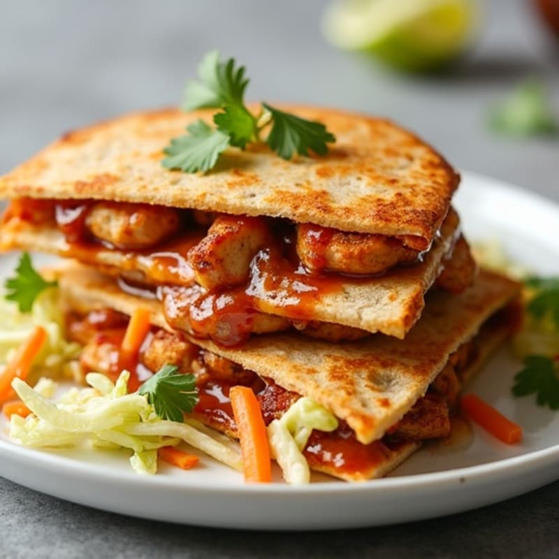 Lean BBQ Chicken Crispy Quesadillas with Crunchy Slaw