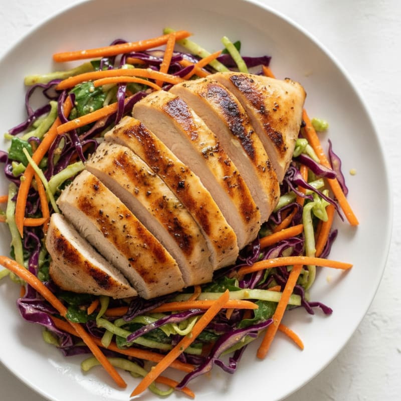 Grilled Chicken Breast with Crunchy Cabbage Slaw