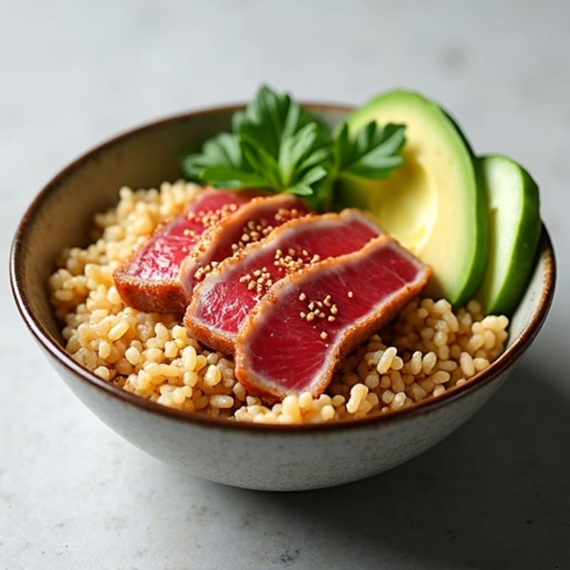 Fresh Tuna and Avocado Rice Bowl with Sesame-Ginger Dressing