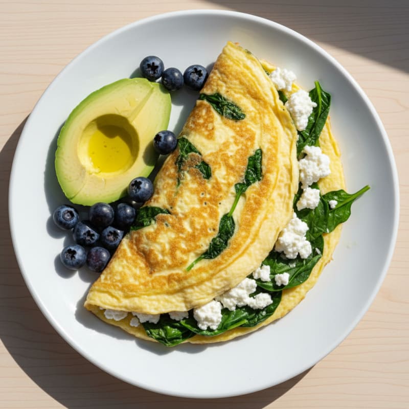 Egg White and Spinach Omelette with Cottage Cheese