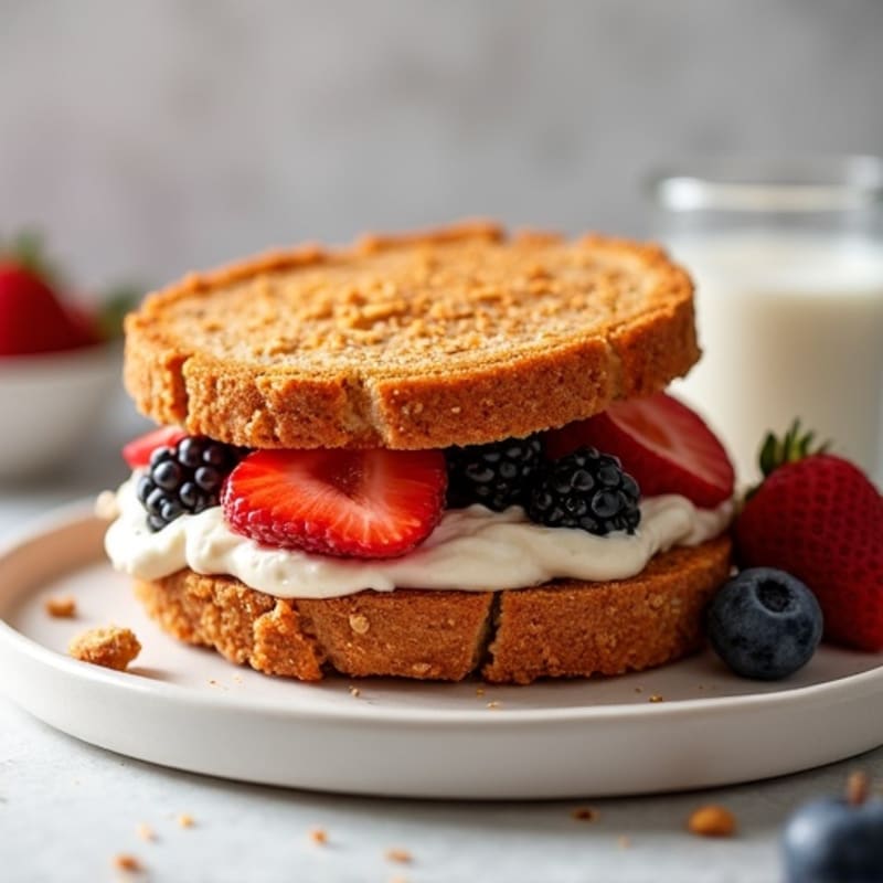 Crispy Air-Fried Almond Butter & Berry Sandwich
