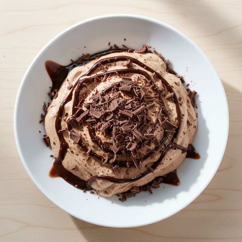 Silky Greek Yogurt Protein Mousse with Dark Chocolate Shavings