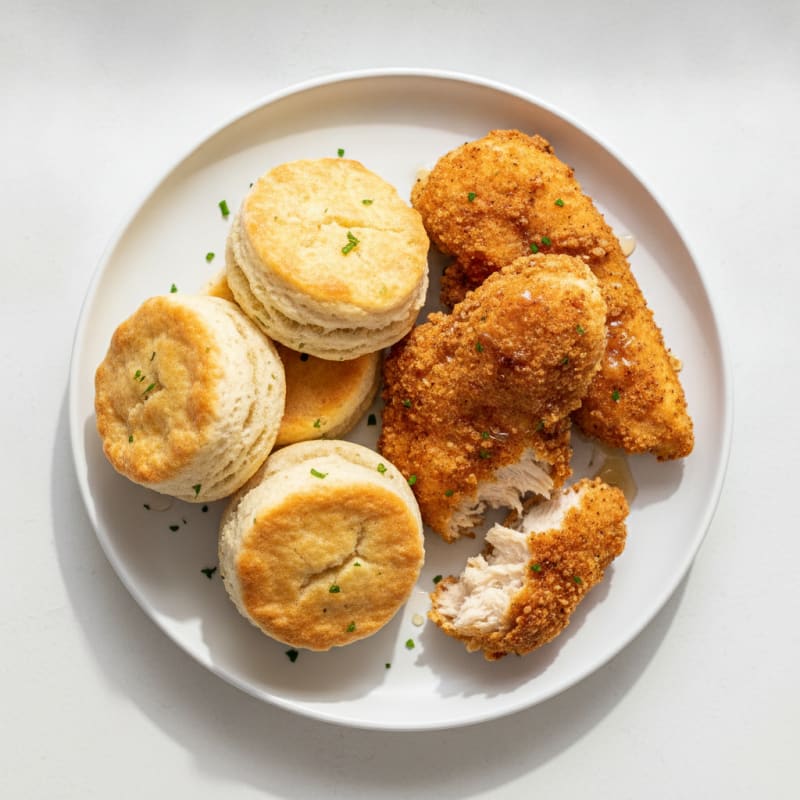 Buttermilk Fried Chicken with Fluffy Biscuits