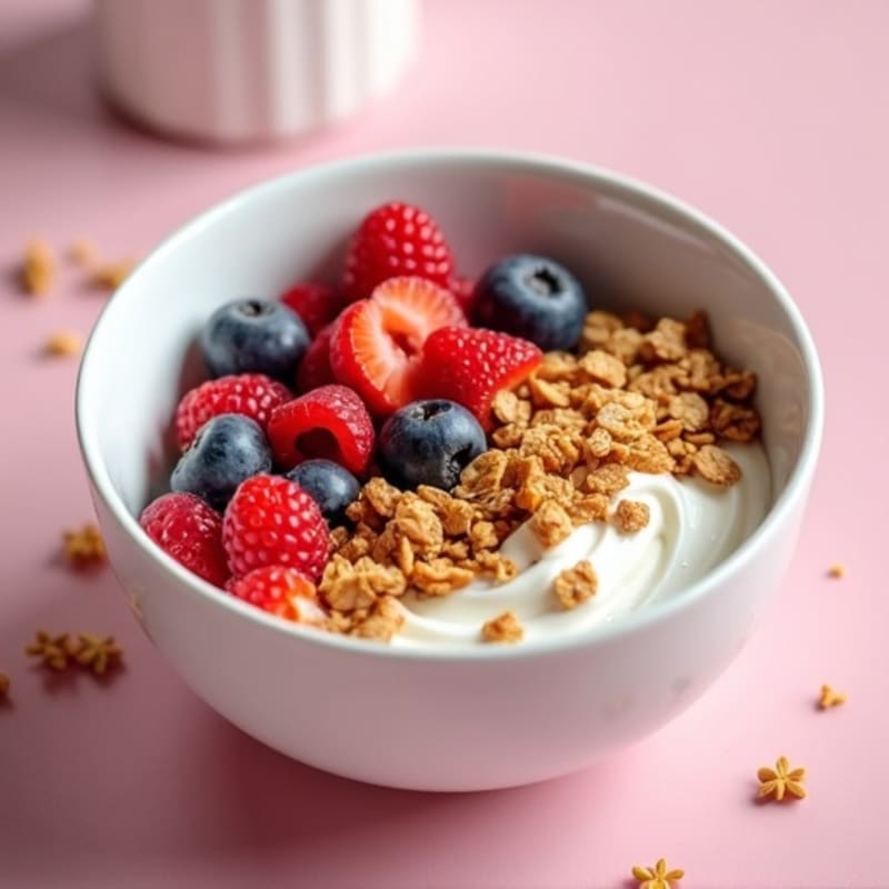 Greek Yogurt Parfait with Protein Granola and Mixed Berries