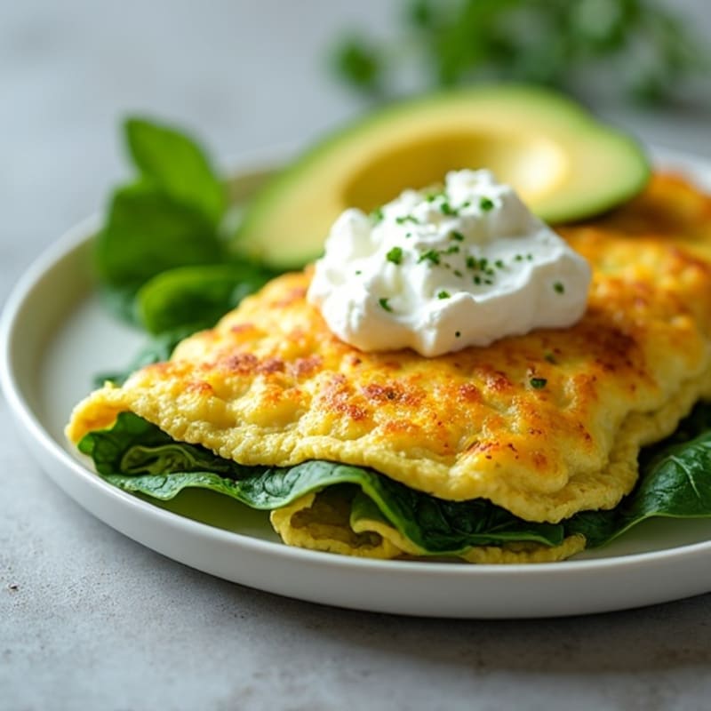 Egg White Spinach Omelette with Cottage Cheese