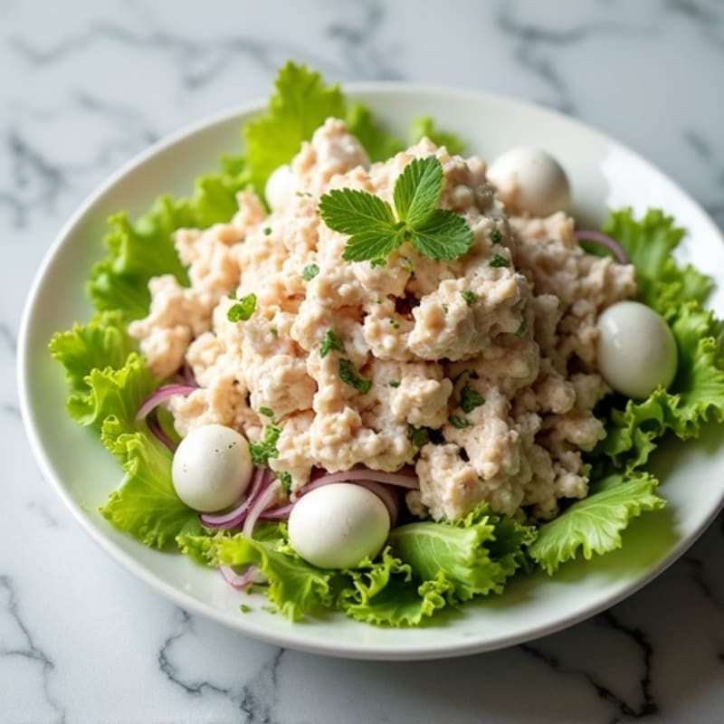 Flaked Tuna Salad with Creamy Greek Yogurt Dressing and Crunchy Celery