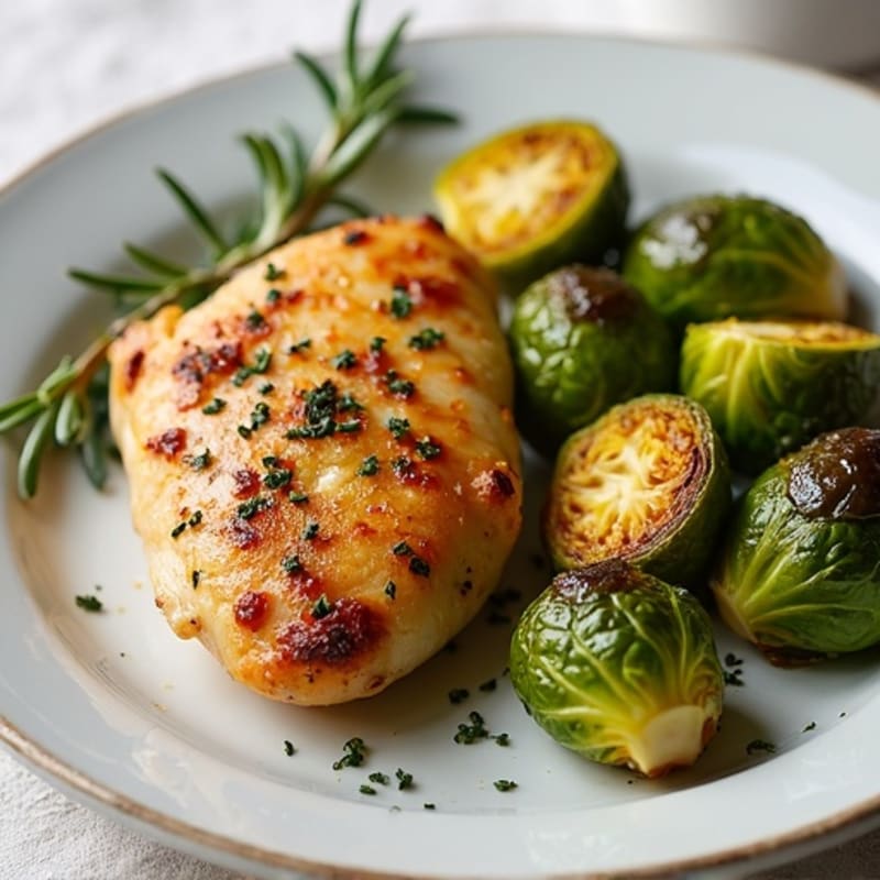 Herb-Roasted Chicken Breast with Crispy Brussels Sprouts