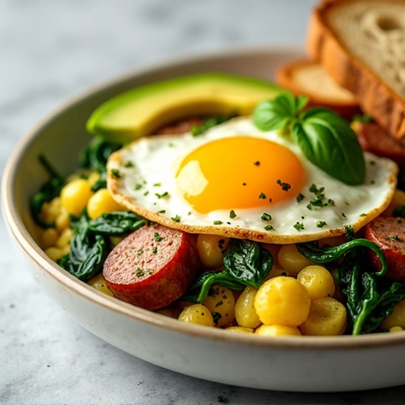 Egg White and Turkey Sausage Scramble with Spinach and Avocado