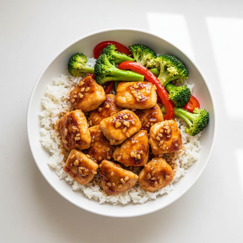 Crispy Honey-Garlic Chicken Bowls
