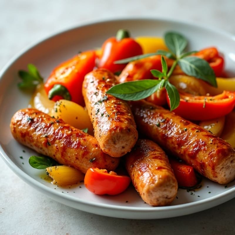 Sheet Pan Crispy Chicken Italian Sausage with Roasted Bell Peppers and Onions