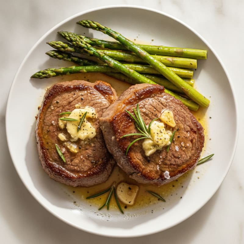 Rosemary Butter Pan-Seared Steak for Two