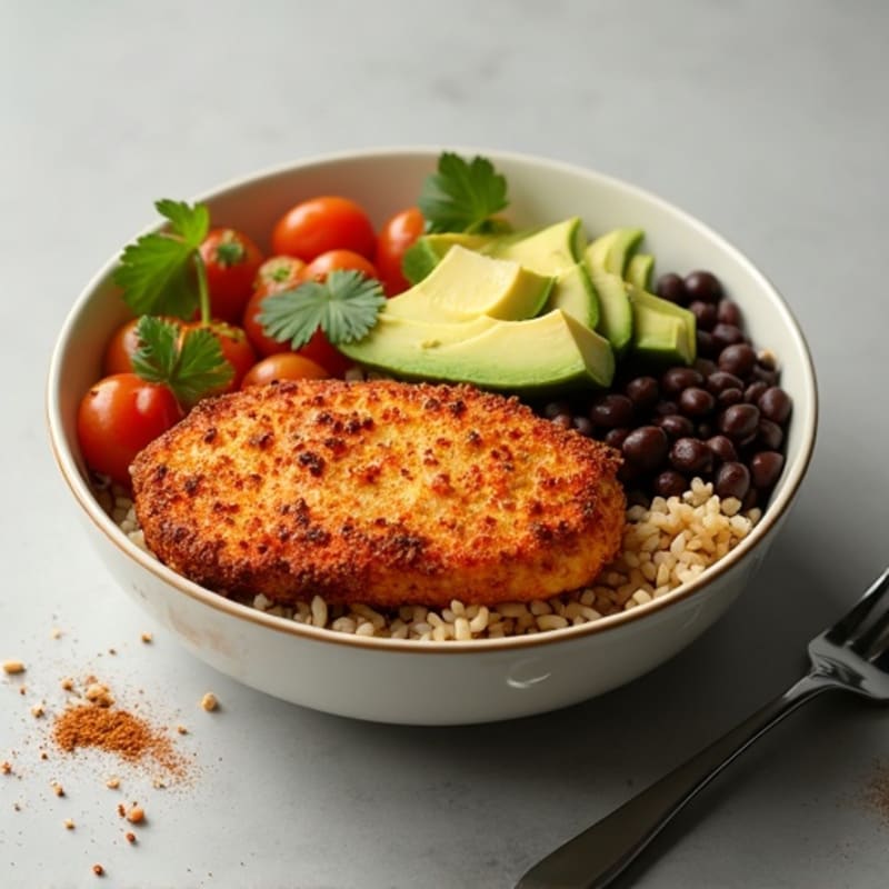 Crispy Chicken Taco Bowl with Fresh Salsa and Creamy Avocado