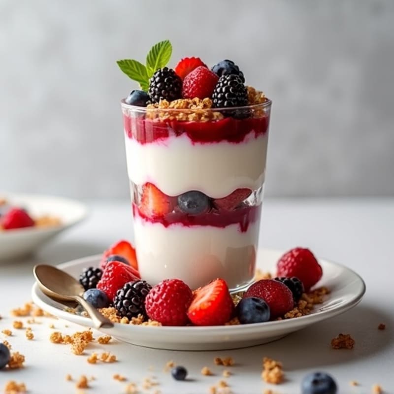 Greek Yogurt Protein Parfait with Mixed Berries