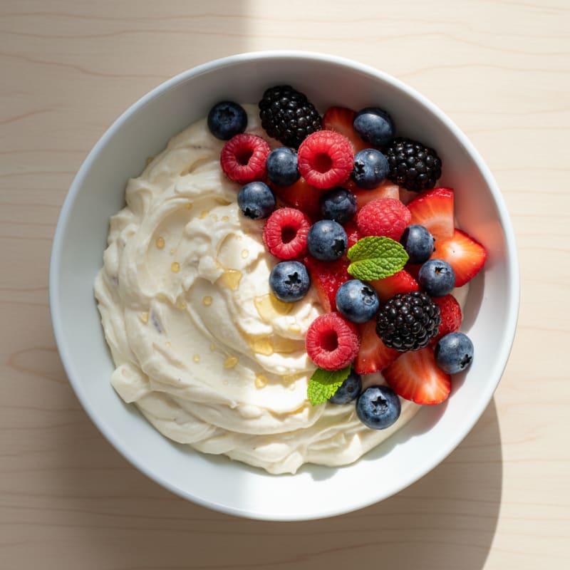 Silky Greek Yogurt Protein Mousse with Mixed Berries