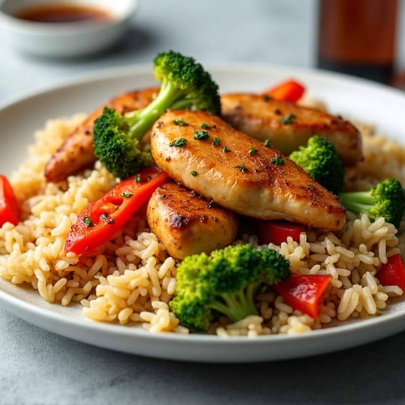 Crispy Chicken and Vegetable Brown Rice Stir-Fry