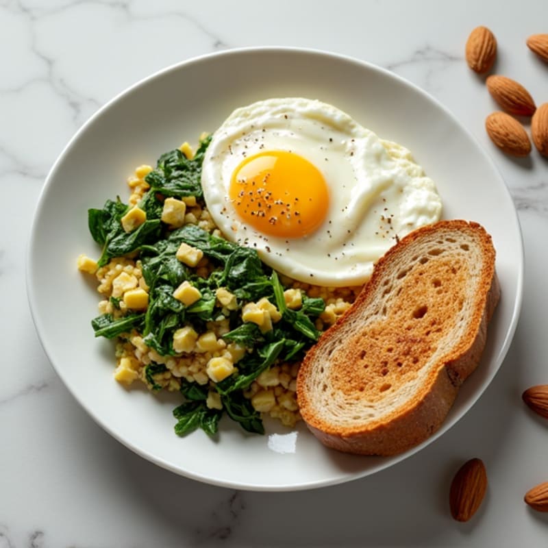 Egg White Spinach Scramble with Cottage Cheese