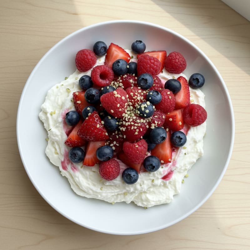 Greek Yogurt Protein Pudding with Mixed Berries