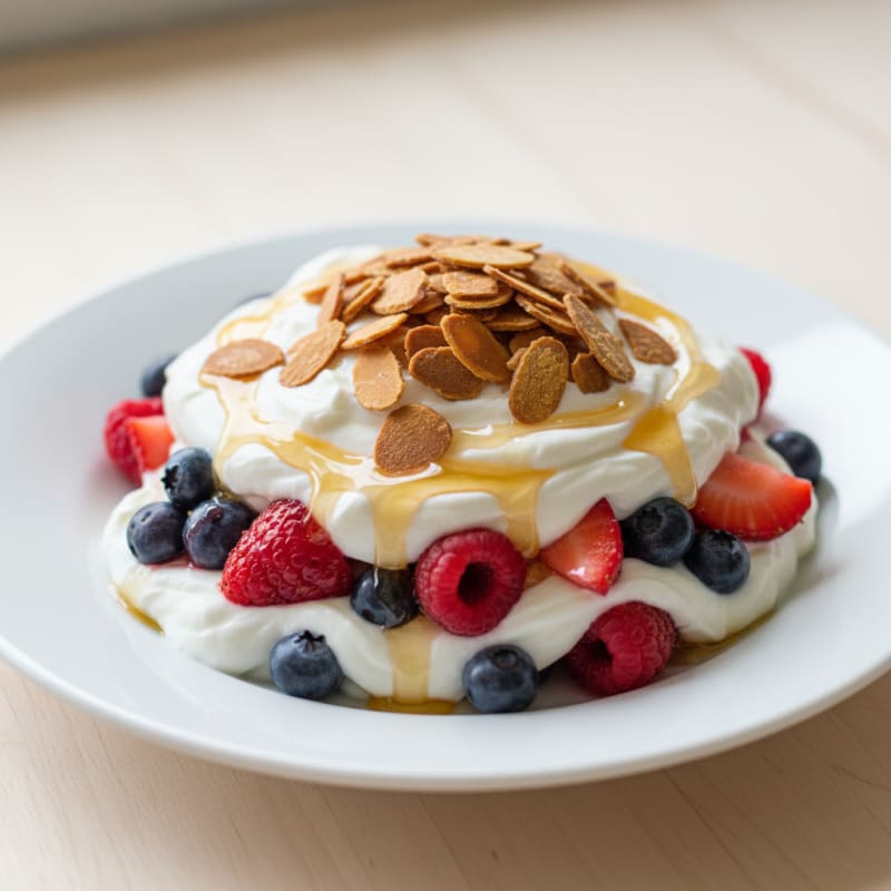 Creamy Greek Yogurt Parfait with Mixed Berries and Almonds