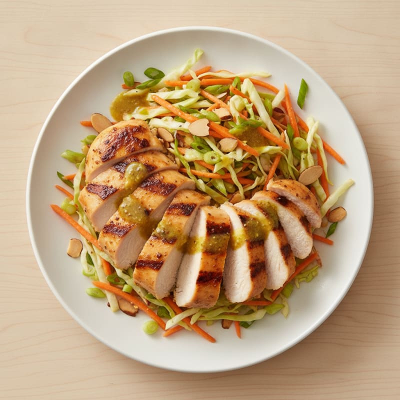 Grilled Chicken Breast with Crunchy Vegetable Slaw