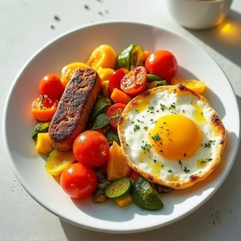 Egg White and Turkey Sausage Scramble with Roasted Vegetables