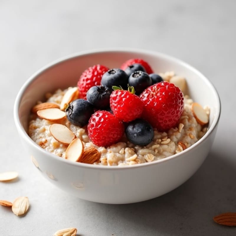 Creamy Protein Oatmeal with Fresh Berries and Crunchy Nuts