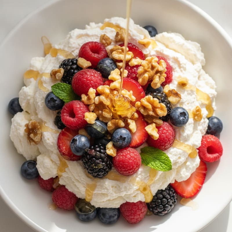 Greek Yogurt Protein Mousse with Mixed Berries