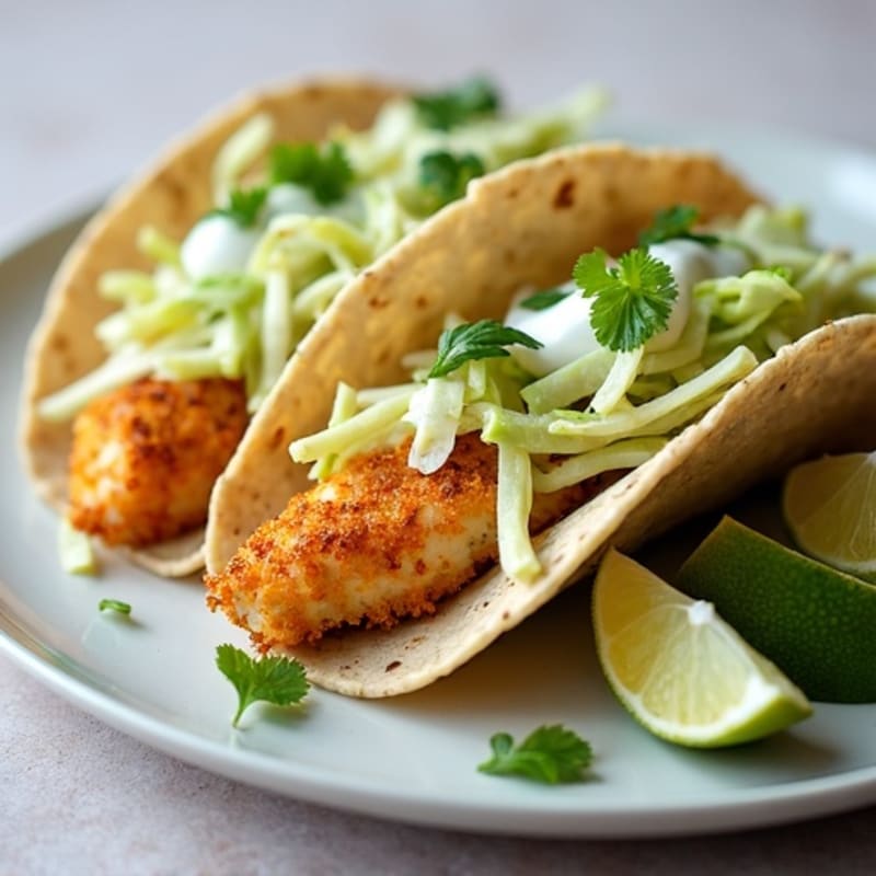 Crispy Baked Fish Tacos with Fresh Cabbage Slaw