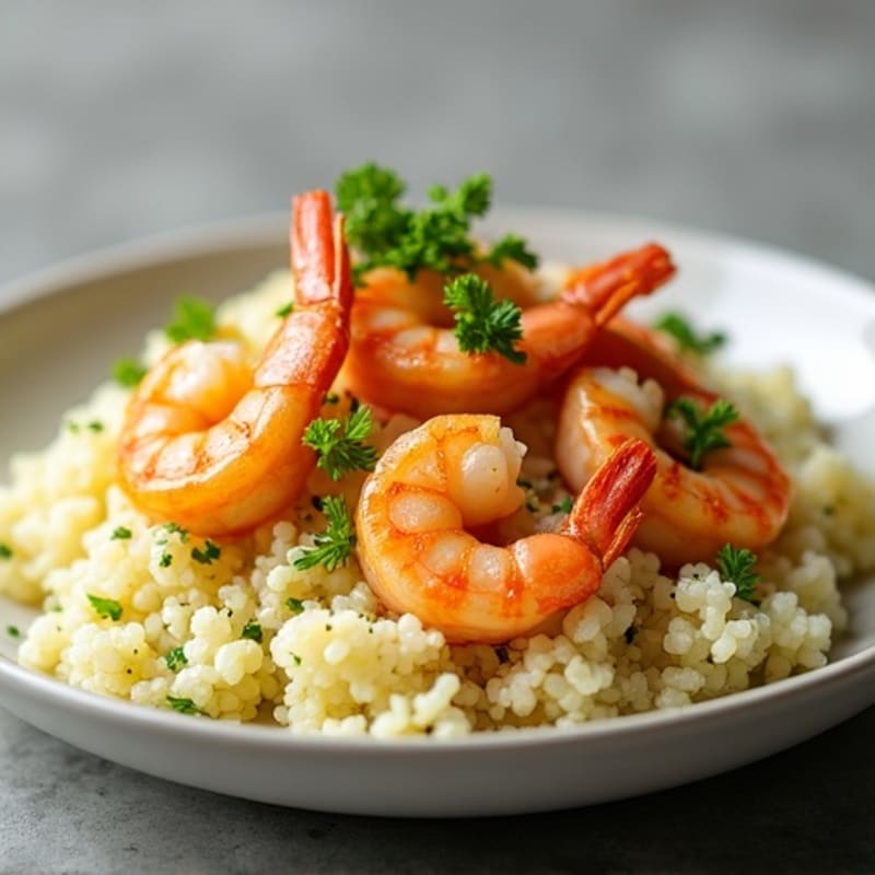 Garlic-Lemon Pan Seared Prawns with Herb Cauliflower Rice