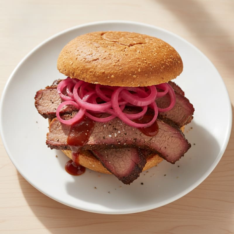 Smoky Brisket Sandwich with Pickled Onions