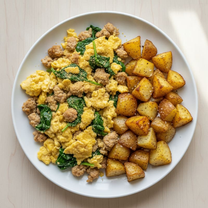 Hearty Scrambled Eggs with Roasted Potatoes