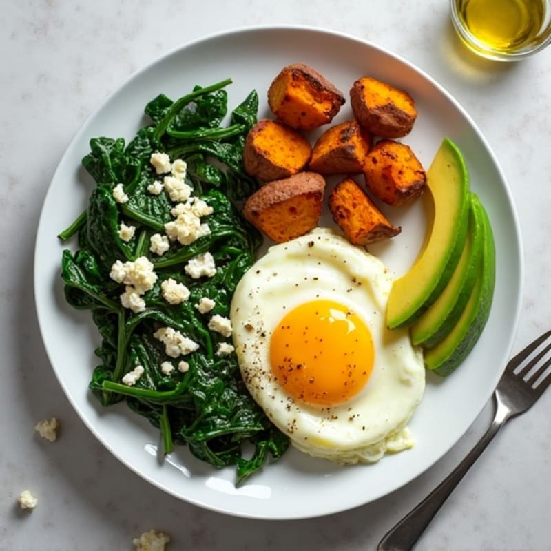 Egg White Scramble with Sautéed Spinach and Feta
