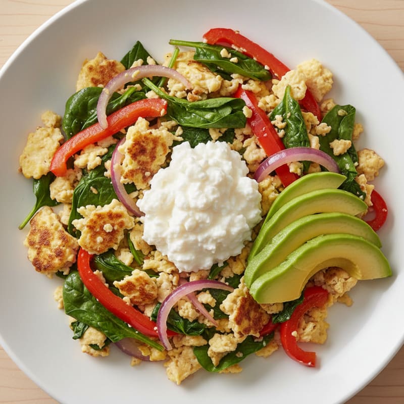 Egg White Veggie Scramble with Cottage Cheese
