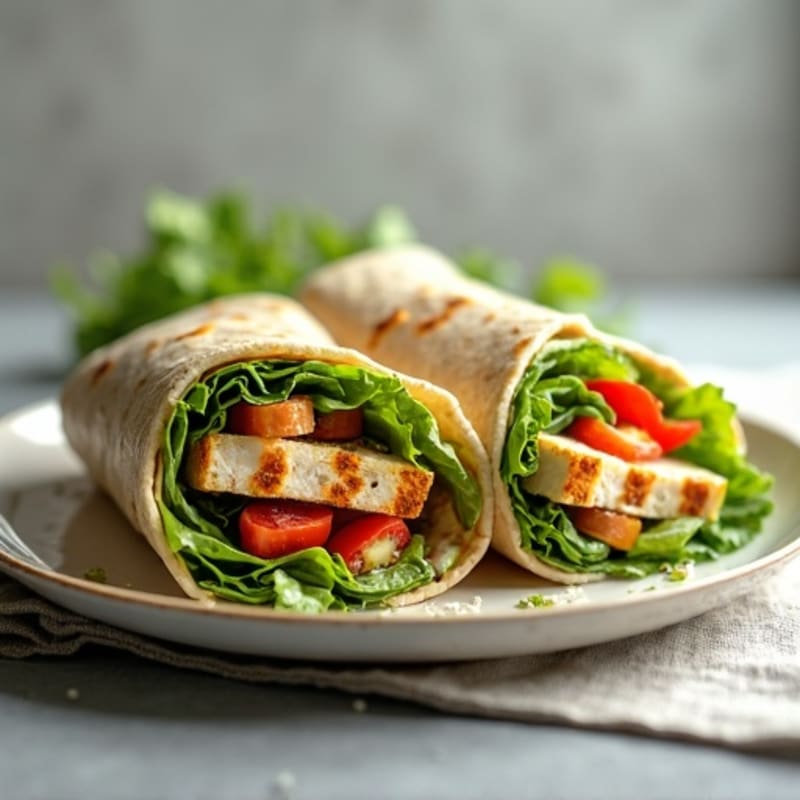 Healthy Grilled Chicken Caesar Wrap with Crunchy Romaine