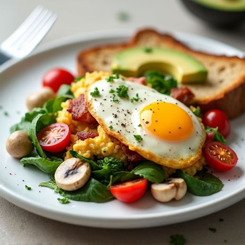 Egg White Scramble with Spinach and Turkey Bacon
