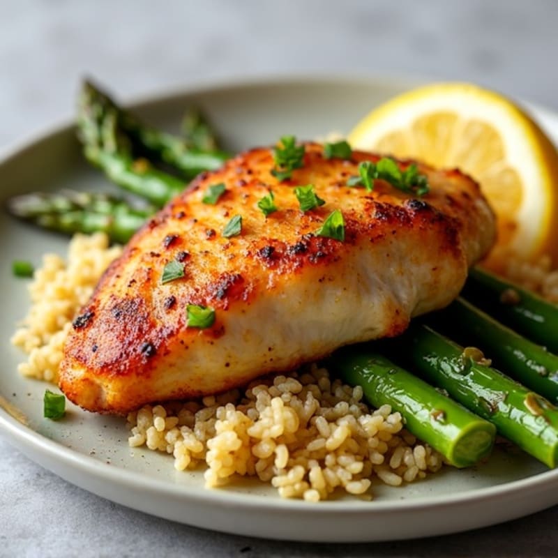 Crispy Pan-Seared Chicken with Roasted Asparagus