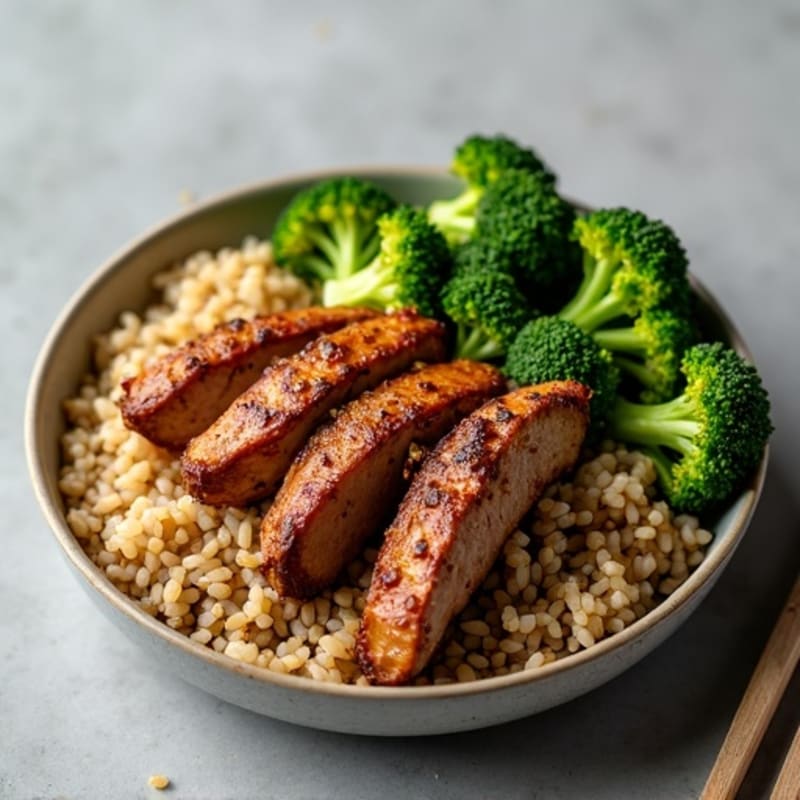 Crispy Garlic Ginger Beef and Broccoli with Brown Rice