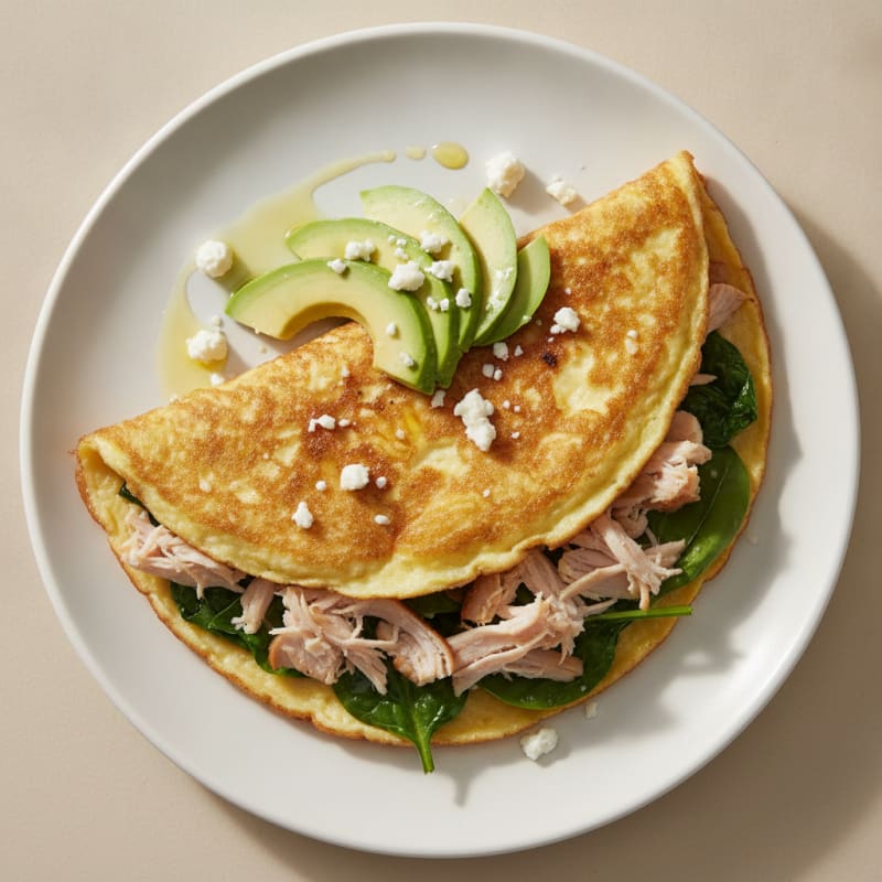 Crispy Egg White Omelet with Turkey and Spinach