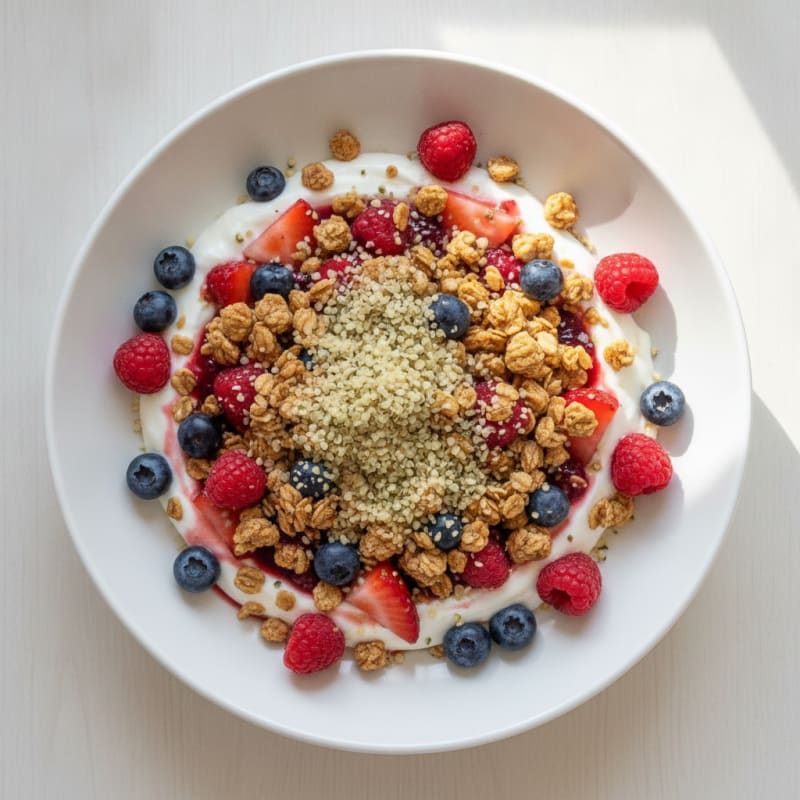 Greek Yogurt Parfait with Mixed Berries and Protein Granola