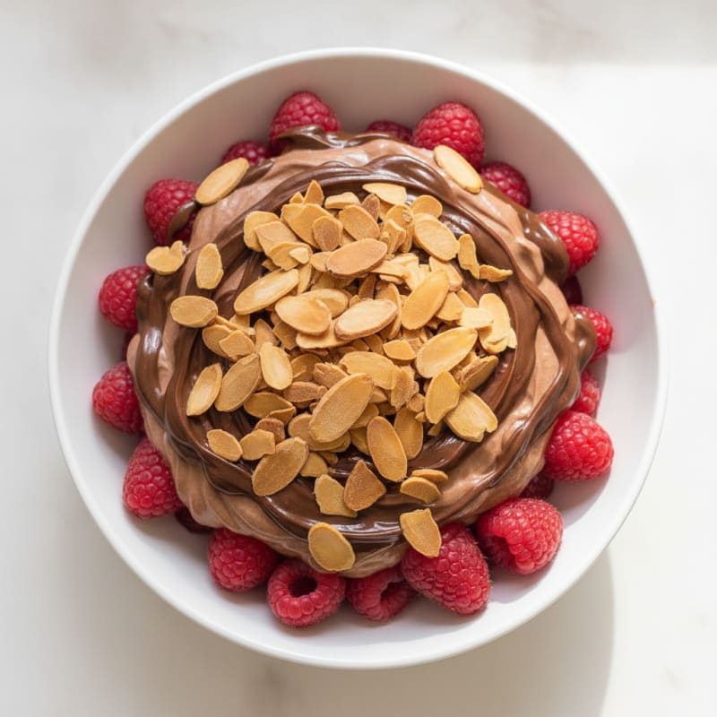 Chocolate Protein Greek Yogurt Parfait with Almonds