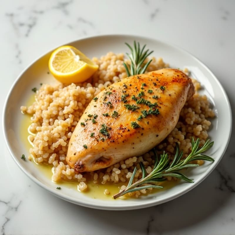 Lemon Herb Roasted Chicken with Fluffy Brown Rice