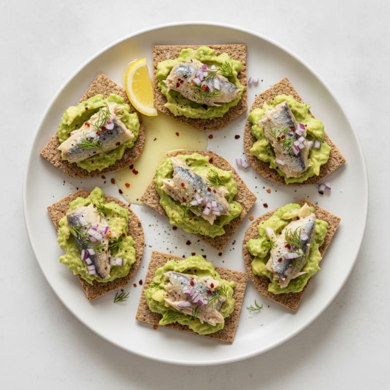 Sardine and Avocado Rice Crackers