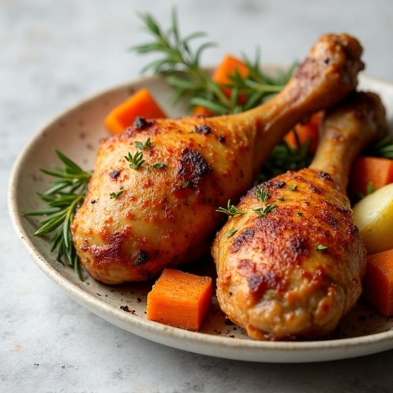 Crispy Herb-Roasted Chicken Drumsticks with Roasted Root Vegetables