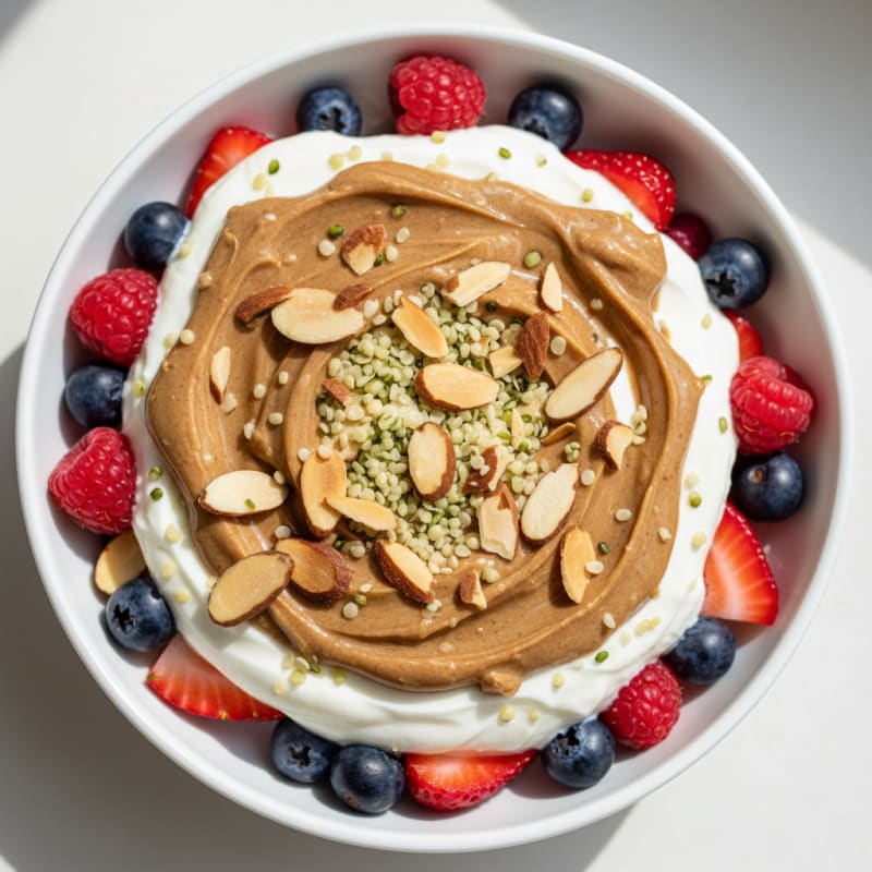 Creamy Greek Yogurt Parfait with Mixed Berries and Almond Butter